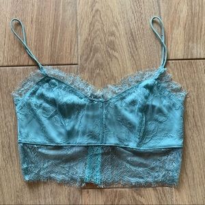 Blue lace crop top